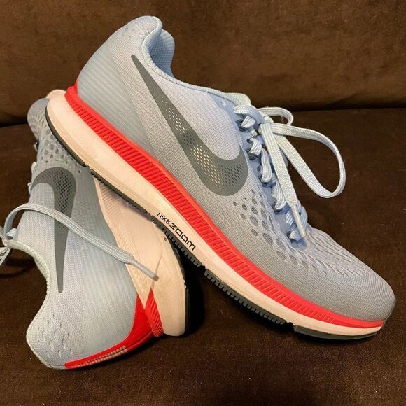 XLNT NIKE Air Zoom Pegasus 34 Ice Blue Crimson Womens 7 US 38 EUR running shoes - Picture 5 of 11